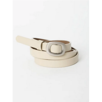 Skinny Modern Leather Belt in Khaki