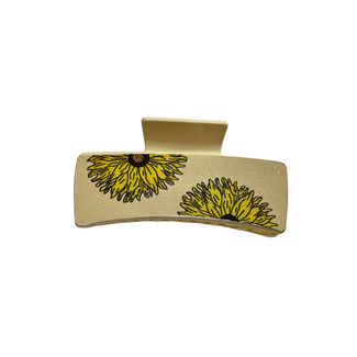 E&S Accessories Rectangular Hair Claw With Sunflower