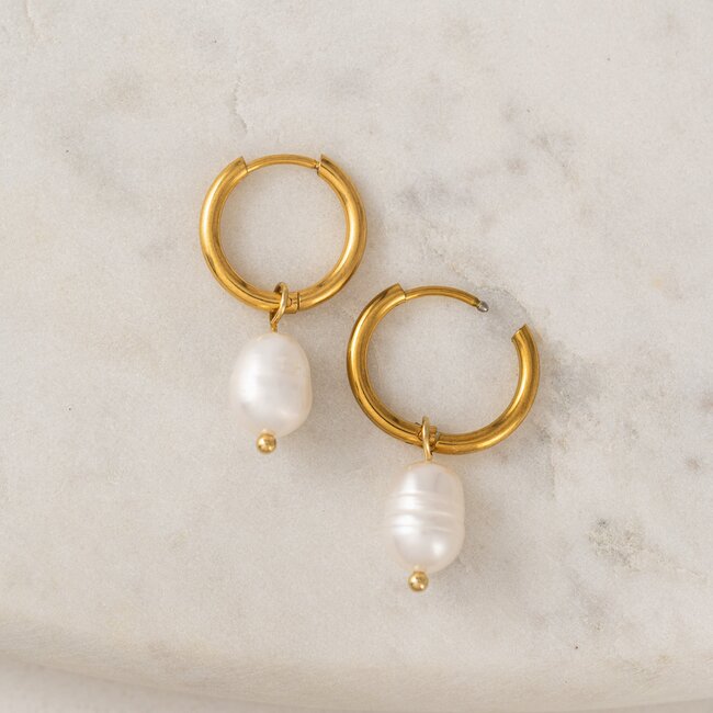 Lover’s Tempo Oceane Oblong Pearl-Hoops-Gold-Waterproof