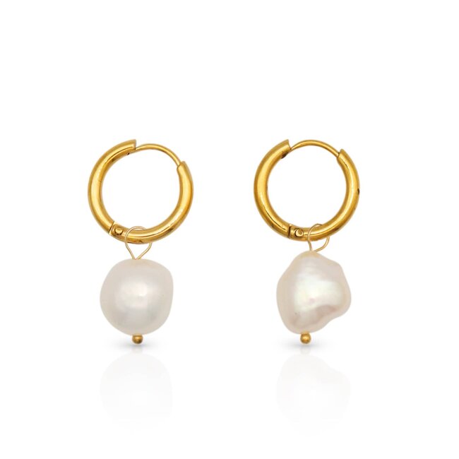 Lover’s Tempo Oceane Oblong Pearl-Hoops-Gold-Waterproof