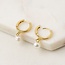 Lover’s Tempo Amari Pearl Huggie Drop Hoop Earrings - Gold