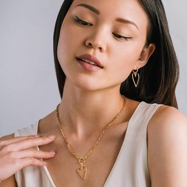 Lover’s Tempo Lovestruck Heart Hoop Earrings Gold