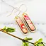 No Man's Land Red Cherry Blossom Brass Loop Earrings