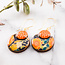 No Man's Land Japanese Double Circle Earrings - Navy + Orange