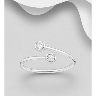 Sterling Sterling Ring - Dainty Adjustable with Cubic Zirconia