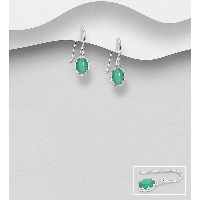 Sterling Sterling Drop Earrings with Gemstone (more colours)