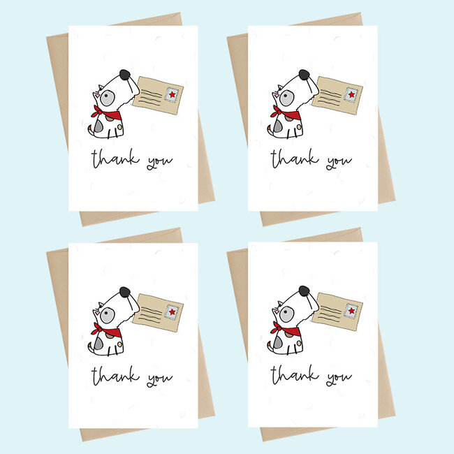 Dandelion Cards - Package of 4 - Thank You - Dog