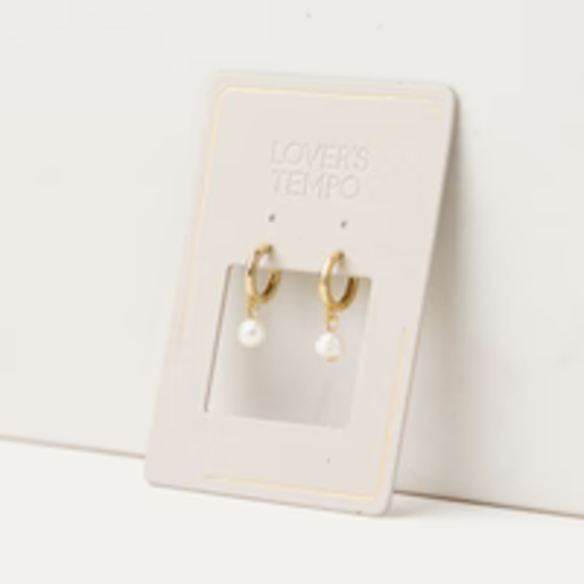 Lover’s Tempo Amari Pearl Huggie Drop Hoop Earrings - Gold