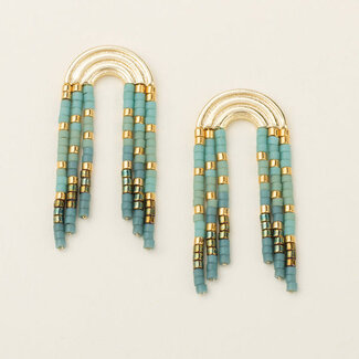 Scout Chromacolour Miyuki Rainbow Fringe Earring Turquoise/Mint/Gold