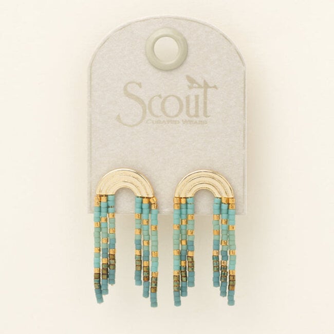 Scout Chromacolour Miyuki Rainbow Fringe Earring Turquoise/Mint/Gold