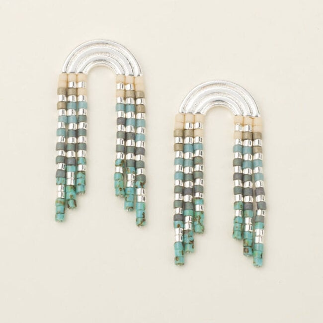 Scout Chromacolour Miyuki Rainbow Fringe Earring  - Turquoise Multi/Silver