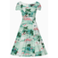 Dolly & Dotty Claudia Fifties Style Dress in Green Island & Pink Flamingo - FINAL SALE