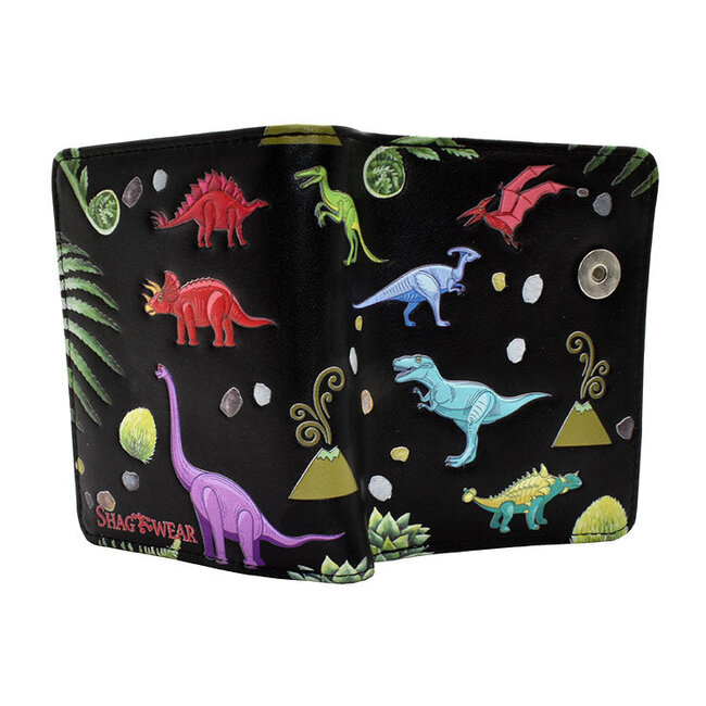 Shagwear Small Wallet Black Dinosaurs