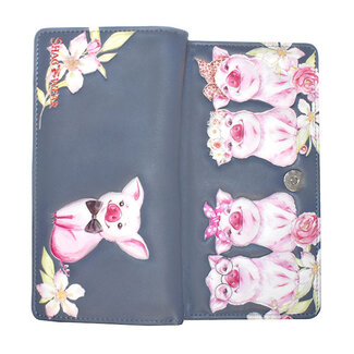 shagwear Large Wallet Piggies at the Market Grey Zipper