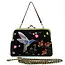 Hummingbird Kisslock Bag - Linen Blend - Black