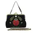 Lady Bug Vintage Kisslock Bag - Black-Linen Blend