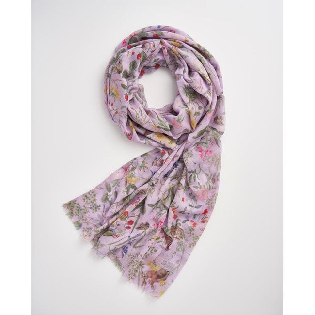 Fable England Meadow Creatures Lilac Lightweight Scarf