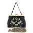 Bee Vintage Kisslock Bag in Linen Blend  Black