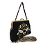 Bee Vintage Kisslock Bag in Linen Blend Black