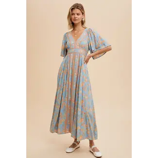 In-Loom Charlotte - Flutter Sleeve Maxi in Dusty Blue