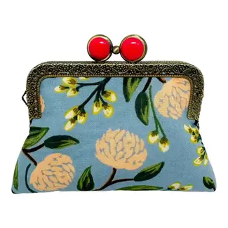 Kiki & Syds On The Go Credit Card Clutch Purse Peony - Dusty Blue