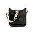 The Sailor Zippered Crossbody Bag in Black with Pink & Teal Strap