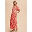 In-Loom Serena - Puff Sleeve Maxi Dress in Coral Red - FINAL SALE