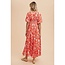 In-Loom Serena - Puff Sleeve Maxi Dress in Coral Red - FINAL SALE