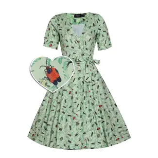 Dolly & Dotty Matilda Nothing But Bugs Green Knit Wrap Dress - FINAL SALE