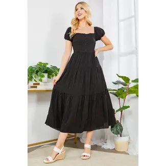 Lasoul Monica - Puff Sleeve Maxi Dress in Black