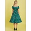 Dolly & Dotty Lily Green Bird Forest Off Shoulder Swing Dress