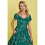 Dolly & Dotty Lily Green Bird Forest Off Shoulder Swing Dress