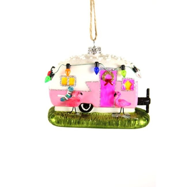 Flamingo Camper Ornament