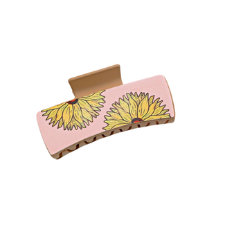 E&S Accessories Rectangular Hair Claw With Sunflower