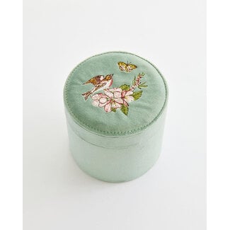 Fable England Morning Song Bird Embroidered Round Jewellery Box