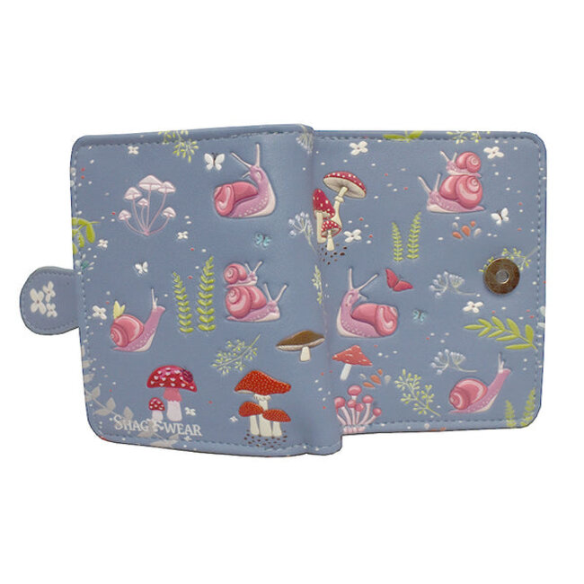 shagwear Small Wallet - Snail Forest in Grey Blue