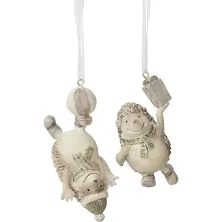 Painted Resin Ornament - Hedgehogs Playing (2 designs)