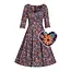 Dolly & Dotty Scarlette Long Sleeved Purple Retro Floral Print Dress