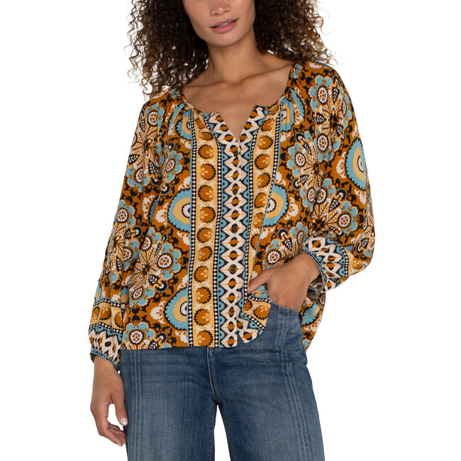 Liverpool Los Angeles Peasant Top - Button Front