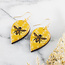 No Man's Land Honeycomb + Bee Leaf Drop Earrings