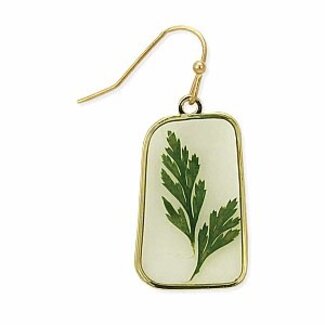 Fern Dried Flower Gold Earrings