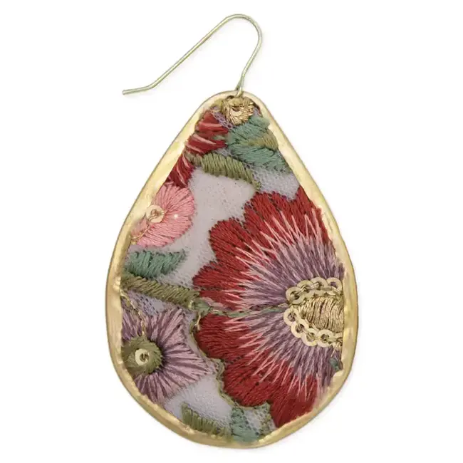 Zad Autumn Bloom Embroidered Teardrop Earrings