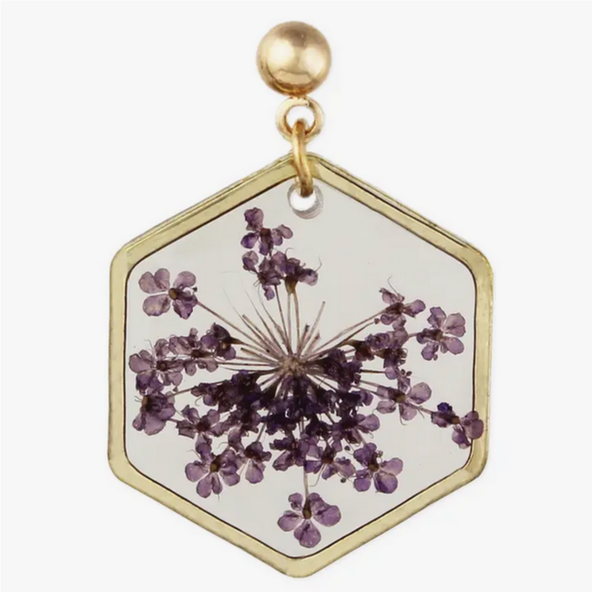 Cottage Floral Purple Earrings