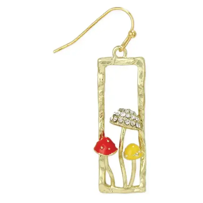 Zad Magical Mushrooms Gold Bar Earrings