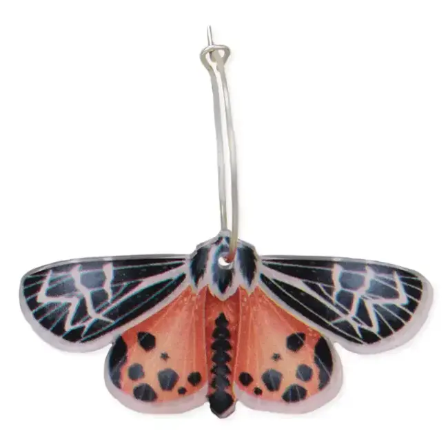 Orange Black Lunar Moth Hoop Earrings