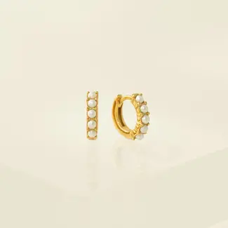 Lover’s Tempo 14 Kt. Gold over Silver - Pearl Huggie Hoops - 10.5mm