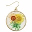 Yellow Dried Flower Gold Round Earrings