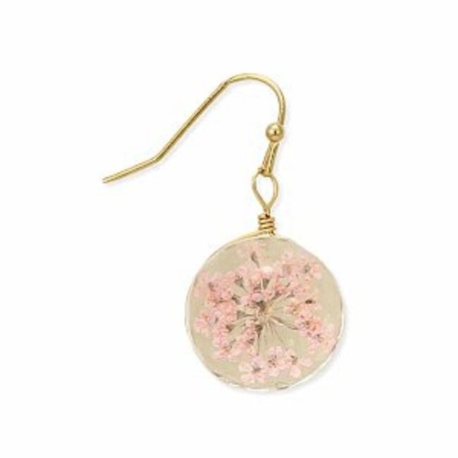 Zad Pink Baby's Breath Dried Flower Earrings