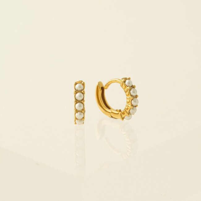 Lover’s Tempo 14 Kt. Gold over Silver - Pearl Huggie Hoops - 10.5mm