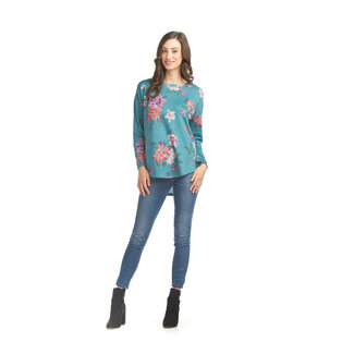 Papillon Karleen - Floral Brushed Sweater in Green